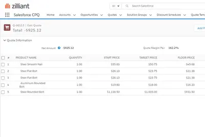 Zilliant CPQ Connector — Salesforce plugin